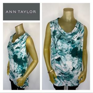 ANN TAYLOR Green White Tie Dye Sleeveless Top NWT